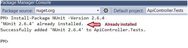 Install NUnit package
